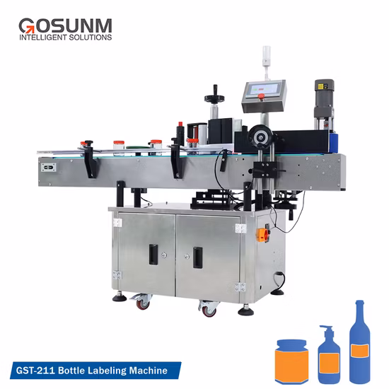Gosunm Applicatore per etichettatura bottiglie Bottiglia di vetro Barattolo di birra Lattina Candela Bottiglia d'acqua Contenitore fiala Etichettatrice automatica per bottiglie